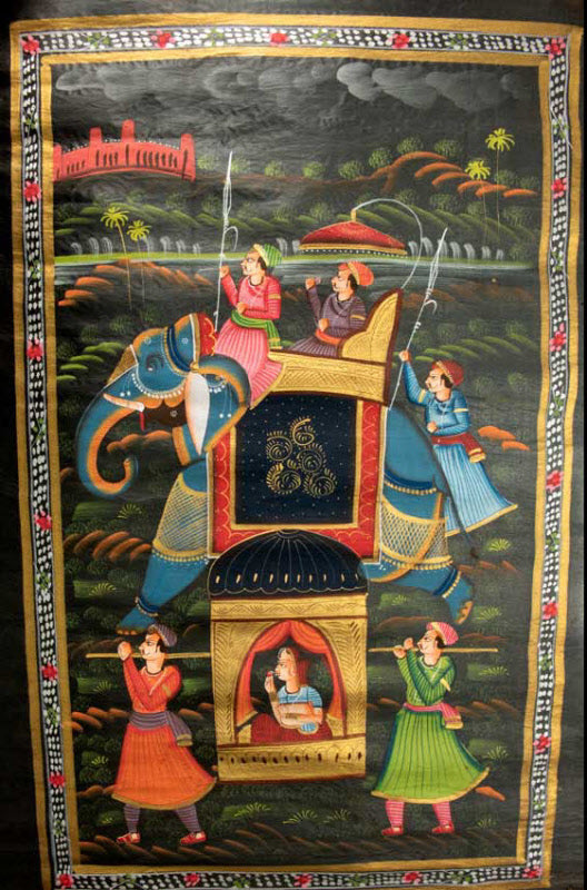 Peinture Moghole Pichwai Indienne – Procession Royale du Maharaja