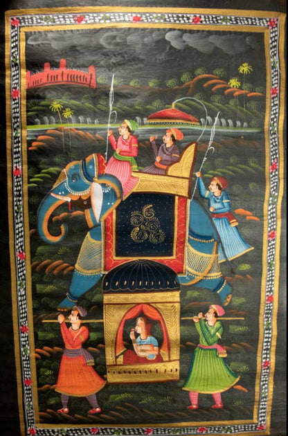 Peinture Moghole Pichwai Indienne – Procession Royale du Maharaja