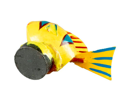 Magnet Poisson Exotique Jaune Et Bleu En Coque De Pistache – Artisanat Miniature
