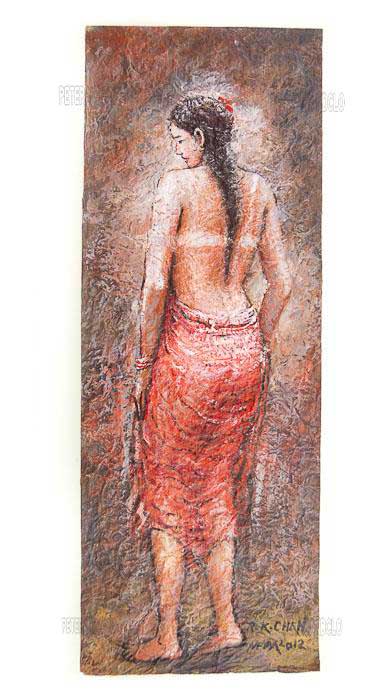 Peinture Érotique Femme Nue – Œuvre Unique Népalaise Signée