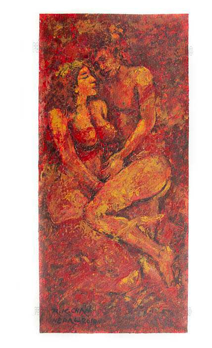 Peinture Érotique Femme Nue – Œuvre Unique Népalaise Signée