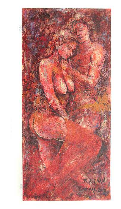 Peinture Érotique Femme Nue – Œuvre Unique Népalaise Signée
