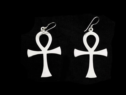Boucles d’oreilles Croix de Vie Ankh en argent massif 925 – Bijou égyptien symbolique