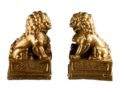 Paire de Lions Fu Foo Feng Shui 6,6 cm – Chiens Gardiens Chinois en Métal