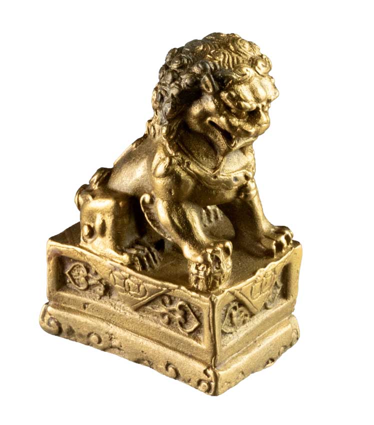 Paire de Lions Fu Foo Feng Shui 6,6 cm – Chiens Gardiens Chinois en Métal