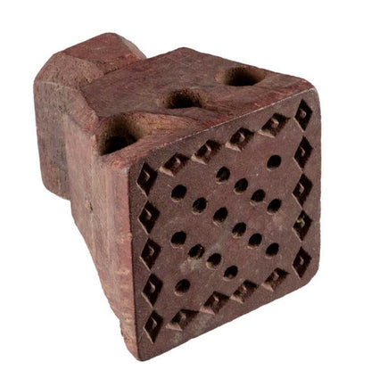Ancien Tampon Indien En Bois Batik – Bunta Motif Géométrique