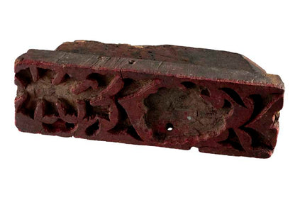 Tampon Indien En Bois Batik Ancien 16,5 Cm Motif Floral
