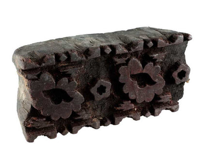 Ancien Tampon Indien En Bois Batik Block Print Motif Floral