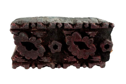 Ancien Tampon Indien En Bois Batik Block Print Motif Floral