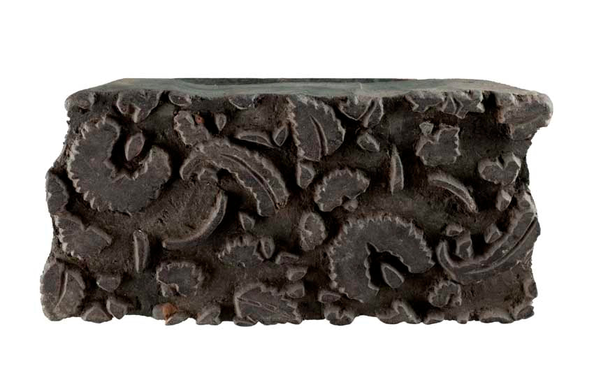 Tampon Indien En Bois Batik Ancien 15 cm – Block Print Floral
