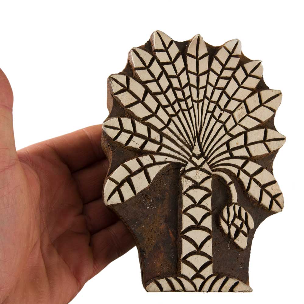 Tampon Encreur En Bois Sculpté – Motif Arbre De Vie