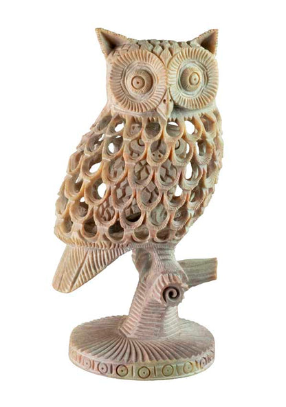 Statuette Chouette en Pierre 16 cm – Artisanat Indien