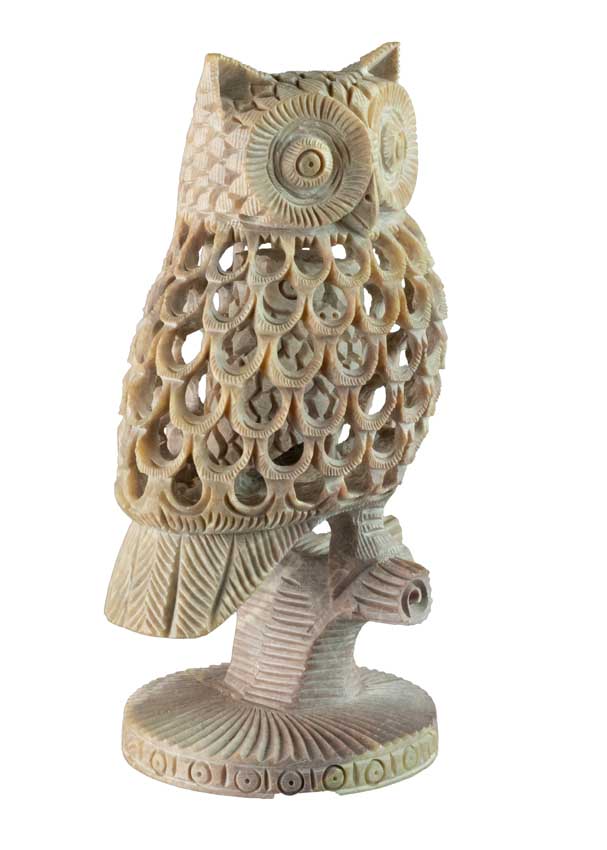 Statuette Chouette en Pierre 16 cm – Artisanat Indien