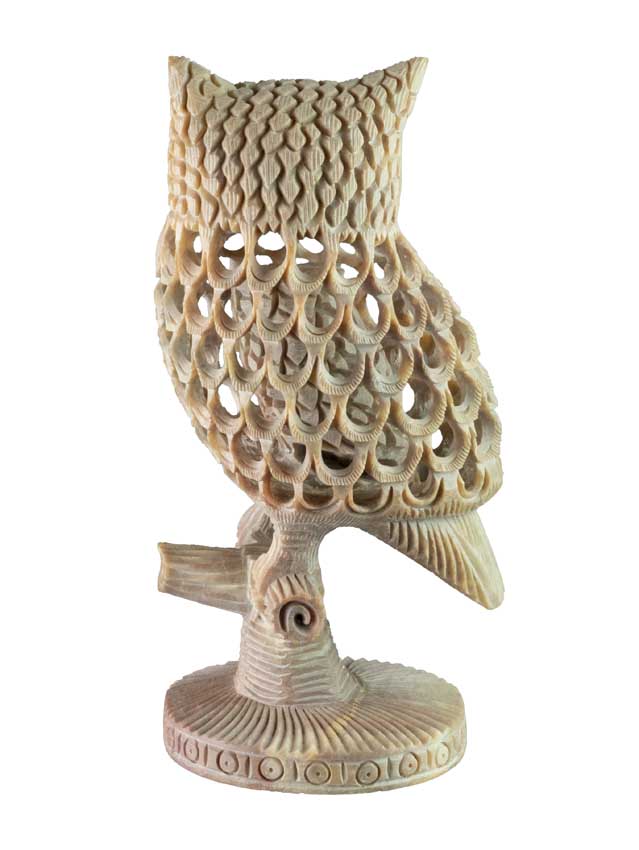 Statuette Chouette en Pierre 16 cm – Artisanat Indien