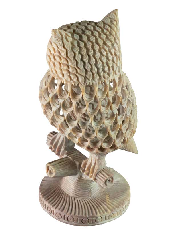 Statuette Chouette en Pierre 16 cm – Artisanat Indien