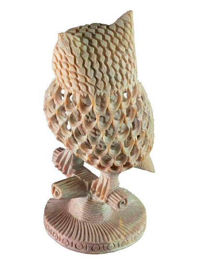Statuette Chouette en Pierre 16 cm – Artisanat Indien