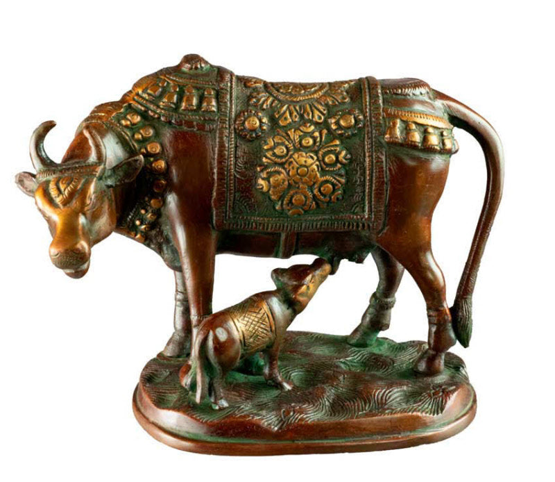 Statue Vache Sacrée Gao Mata 18,5 cm – Artisanat Indien en Laiton