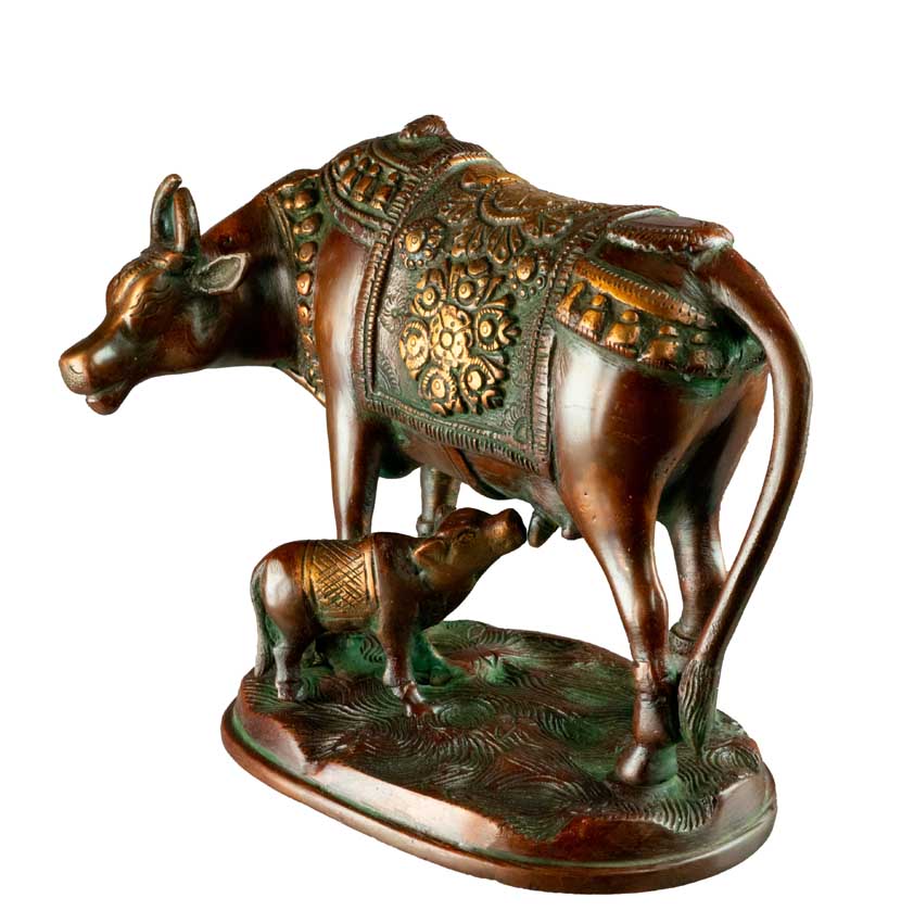 Statue Vache Sacrée Gao Mata 18,5 cm – Artisanat Indien en Laiton