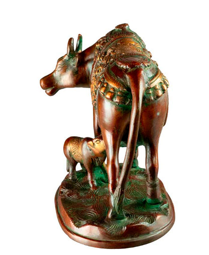 Statue Vache Sacrée Gao Mata 18,5 cm – Artisanat Indien en Laiton