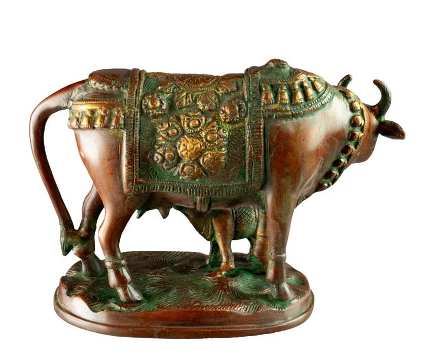 Statue Vache Sacrée Gao Mata 18,5 cm – Artisanat Indien en Laiton