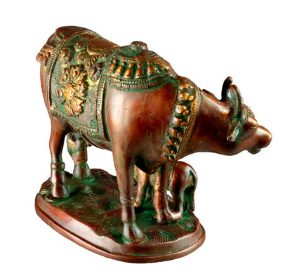 Statue Vache Sacrée Gao Mata 18,5 cm – Artisanat Indien en Laiton