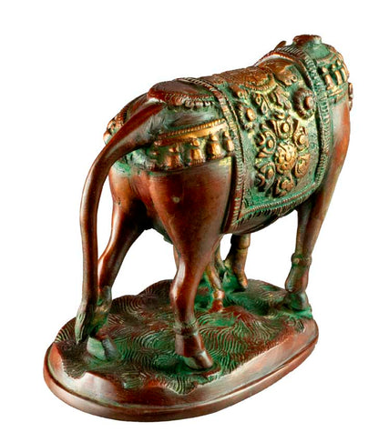 Statue Vache Sacrée Gao Mata 18,5 cm – Artisanat Indien en Laiton