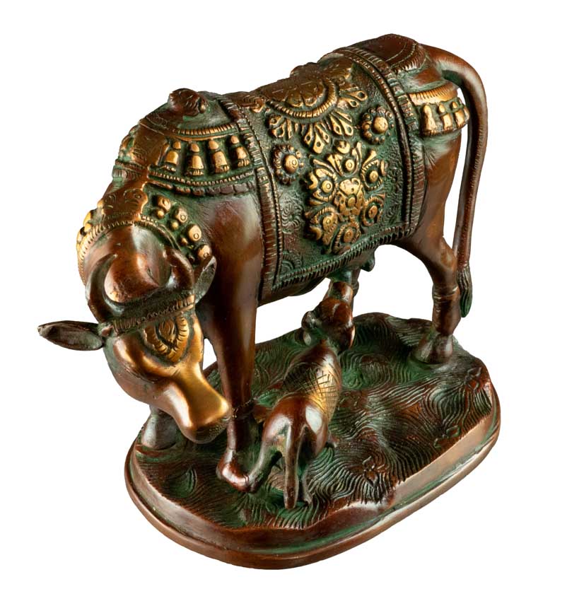 Statue Vache Sacrée Gao Mata 18,5 cm – Artisanat Indien en Laiton