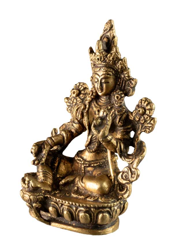 Statue Tara Verte en Laiton – Artisanat Bouddhiste Tibétain du Népal
