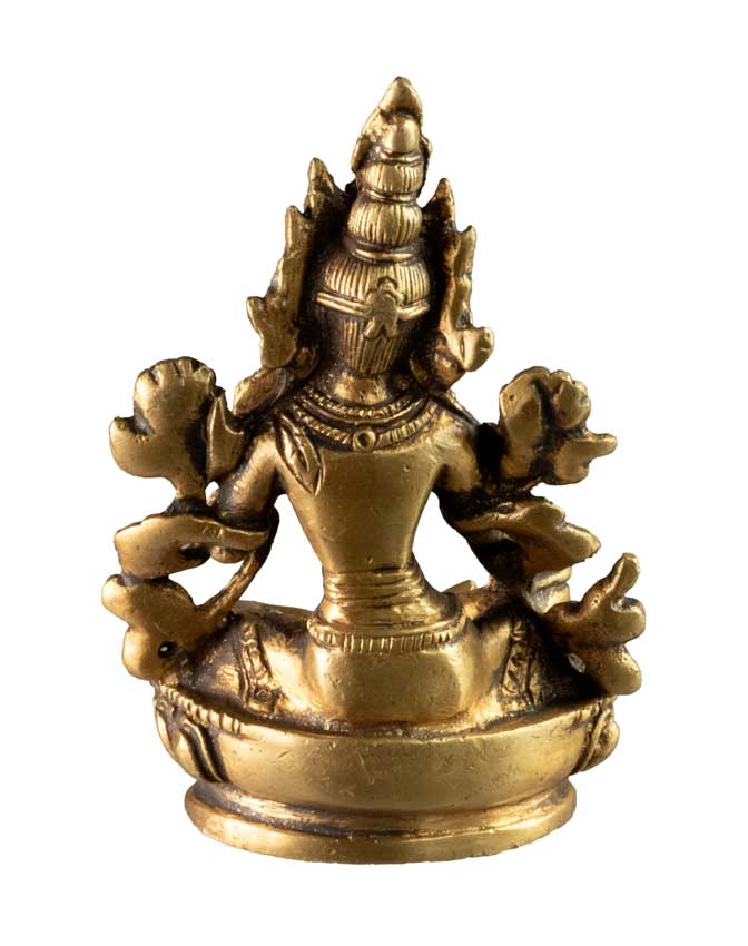 Statue Tara Verte en Laiton – Artisanat Bouddhiste Tibétain du Népal