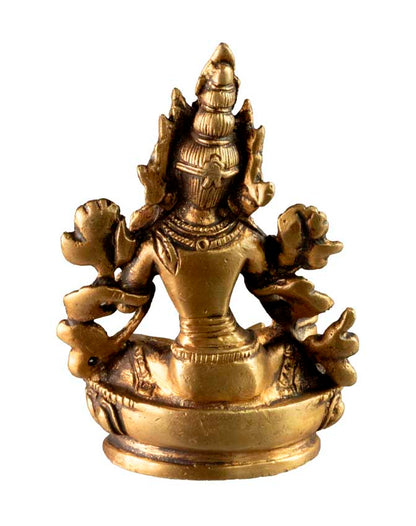 Statue Tara Verte en Laiton – Artisanat Bouddhiste Tibétain du Népal