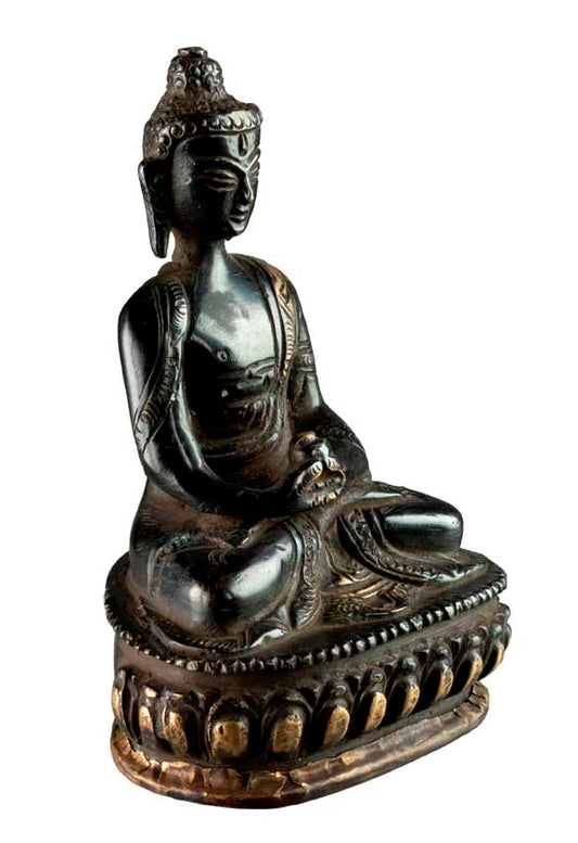 Statue Bouddha Amitabha Dhyana Mudra 12 cm – Laiton Patiné du Népal