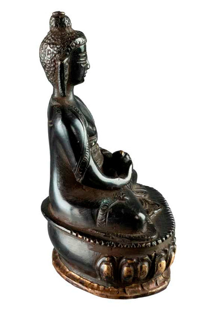 Statue Bouddha Amitabha Dhyana Mudra 12 cm – Laiton Patiné du Népal