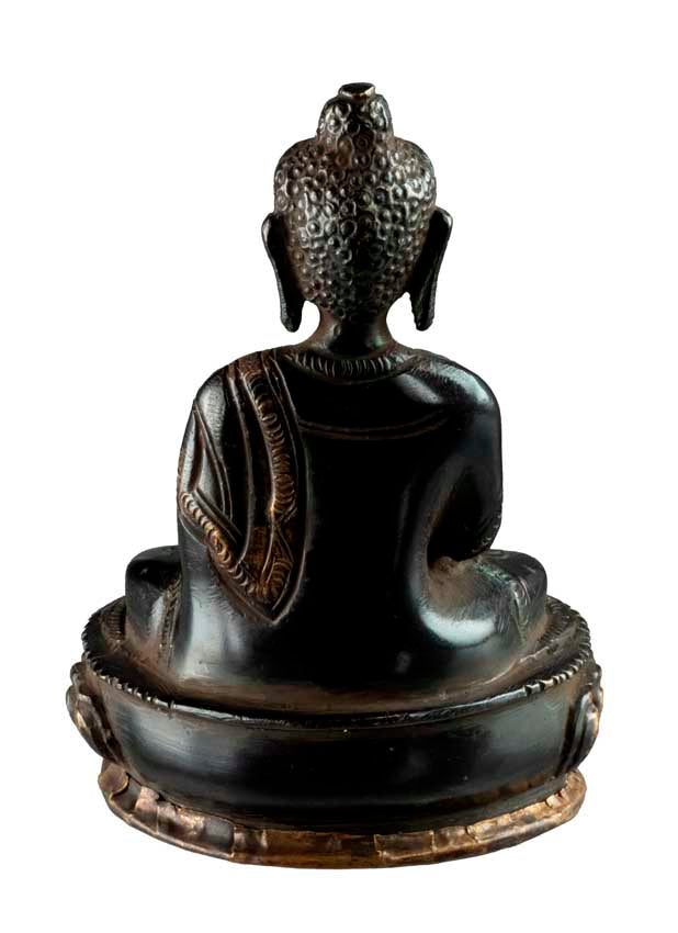 Statue Bouddha Amitabha Dhyana Mudra 12 cm – Laiton Patiné du Népal