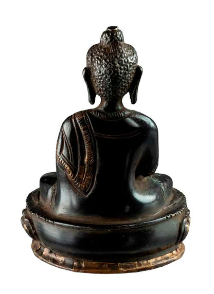 Statue Bouddha Amitabha Dhyana Mudra 12 cm – Laiton Patiné du Népal