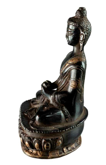 Statue Bouddha Amitabha Dhyana Mudra 12 cm – Laiton Patiné du Népal