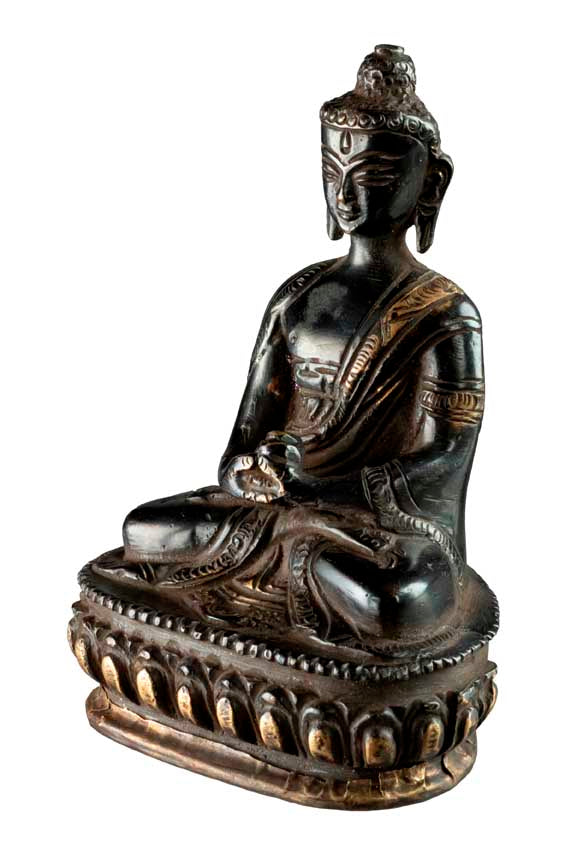 Statue Bouddha Amitabha Dhyana Mudra 12 cm – Laiton Patiné du Népal
