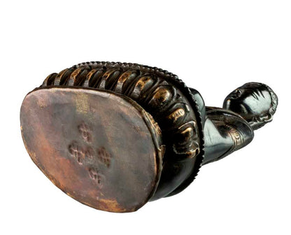 Statue Bouddha Amitabha Dhyana Mudra 12 cm – Laiton Patiné du Népal
