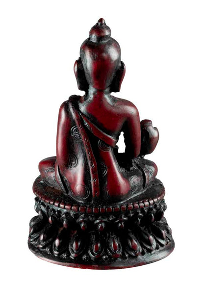 Statue Bouddha Médecine 9 cm – Sculpture artisanale népalaise en résine bordeaux