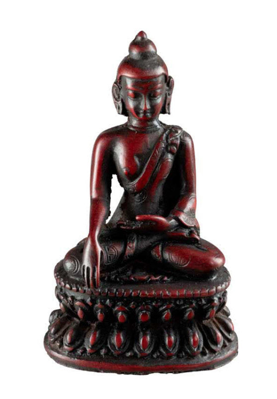Statue Bouddha Shakyamuni 9 cm – Sculpture artisanale népalaise en résine bordeaux