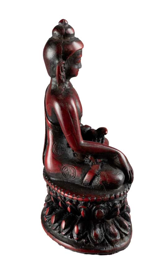 Statue Bouddha Shakyamuni 9 cm – Sculpture artisanale népalaise en résine bordeaux