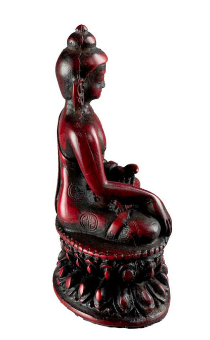 Statue Bouddha Shakyamuni 9 cm – Sculpture artisanale népalaise en résine bordeaux