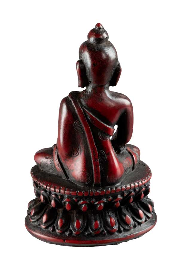 Statue Bouddha Shakyamuni 9 cm – Sculpture artisanale népalaise en résine bordeaux