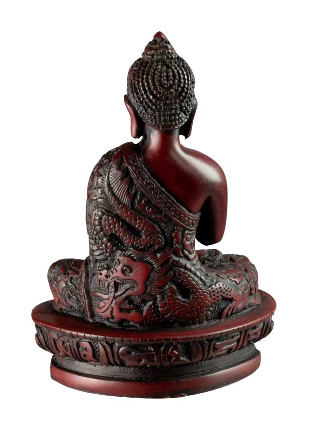 Statue Bouddha Vairocana Dharmachakra Mudra en Résine Bordeaux – Artisanat du Népal