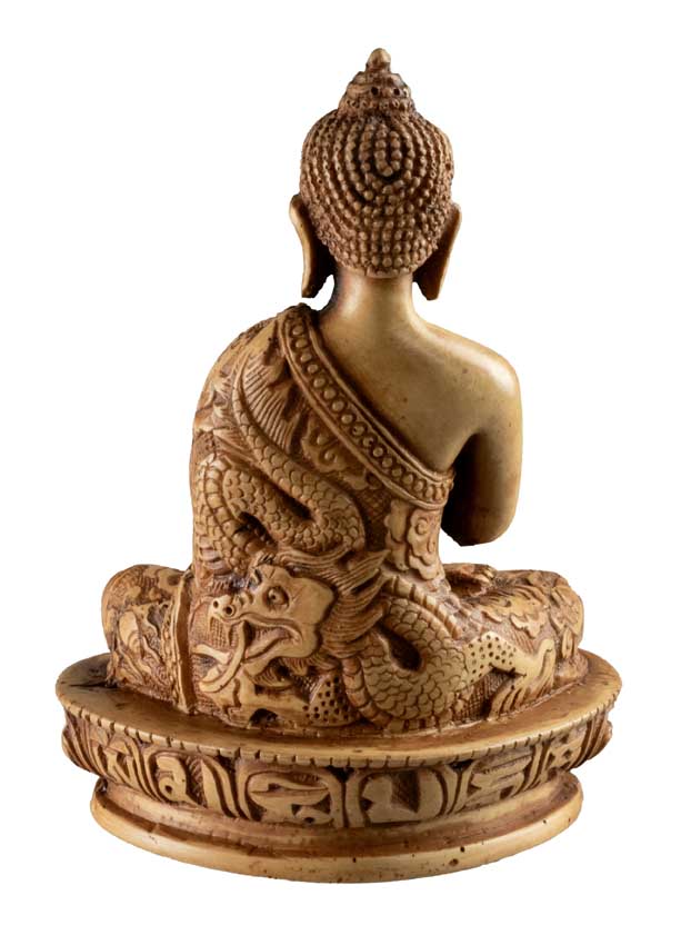Statue Bouddha Amoghasiddhi Abhaya Mudra – Résine artisanale du Népal 13,5 cm