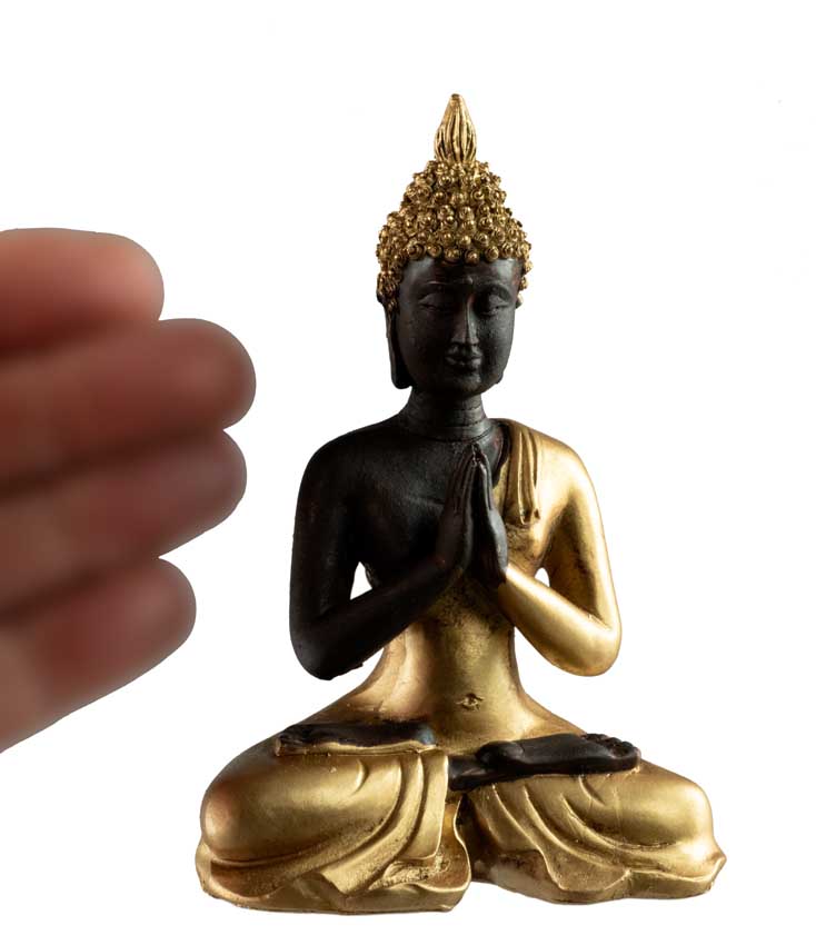 Statue Bouddha Thaïlandais Anjali Mudra 12 cm – Sculpture en polyrésine à la symbolique spirituelle