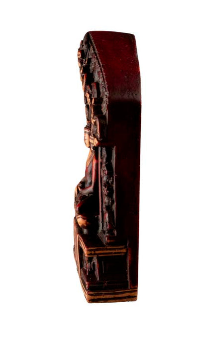 Statue Bouddha Shakyamuni Bhumisparsha Mudra 10,5 cm – Artisanat bouddhiste népalais en résine patinée