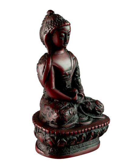 Statue Bouddha Amitabha Dhyana Mudra 9 cm – Sculpture artisanale népalaise en résine bordeaux