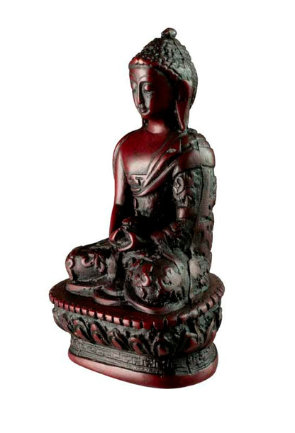 Statue Bouddha Amitabha Dhyana Mudra 9 cm – Sculpture artisanale népalaise en résine bordeaux