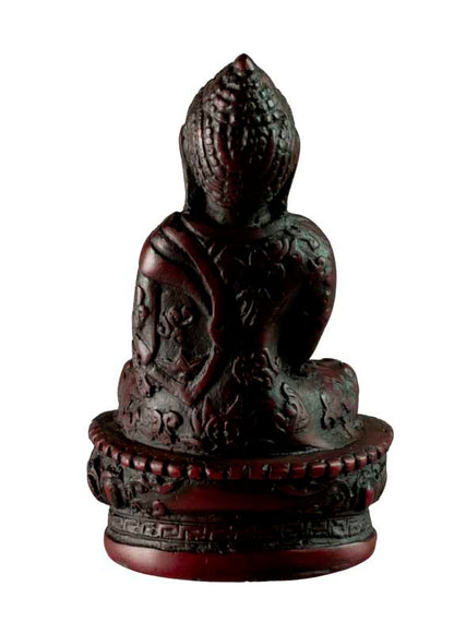 Statue Bouddha Amitabha Dhyana Mudra 9 cm – Sculpture artisanale népalaise en résine bordeaux