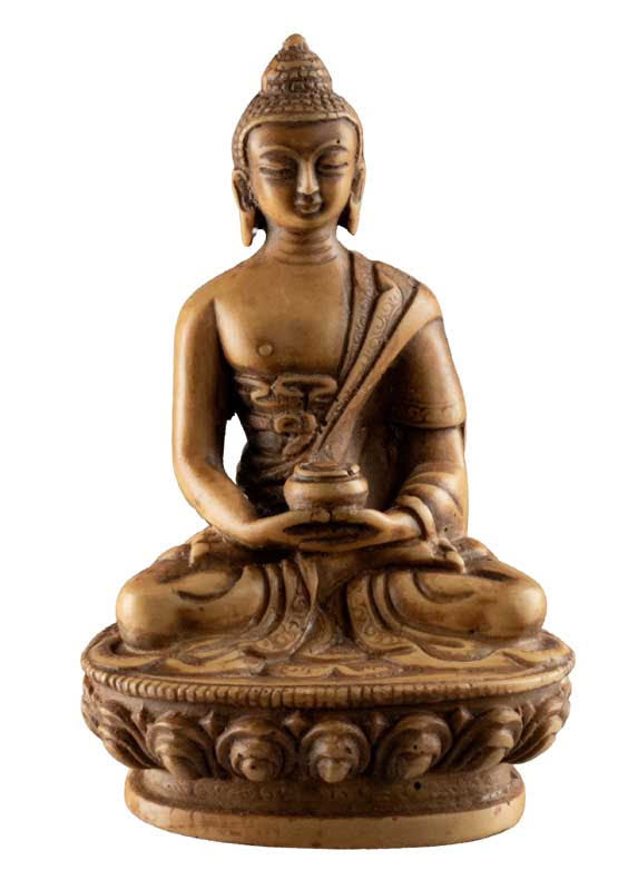 Statue Bouddha Amitabha 11,3 cm – Dhyana Mudra en résine beige du Népal